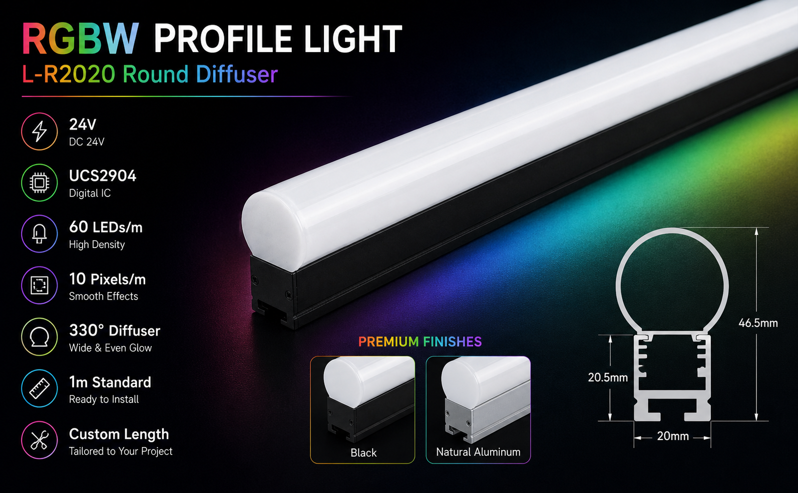 RGBW Profile Light L-R2020 With UCS2904 Digital IC