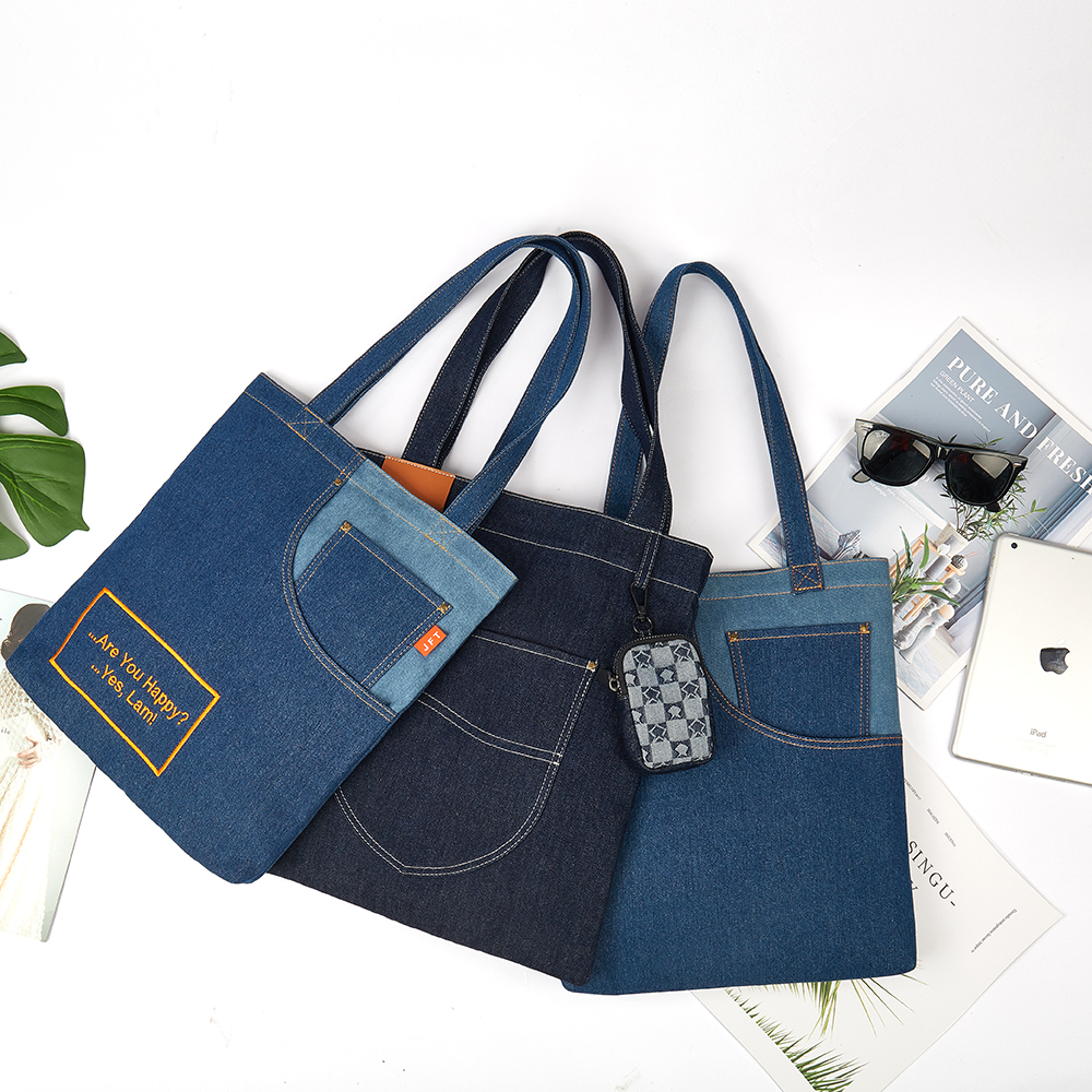 fashion blue tote bag, customized tote bag with pouch,spring tote handbags,woven tote bag
