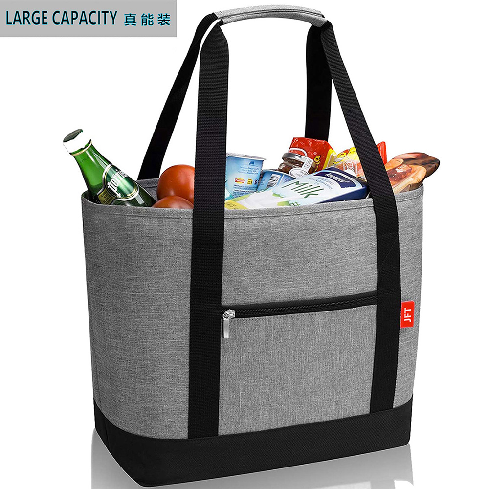 Cusotm grey big cooler bag with zipper,a collapsible cooler bags,easy to carry.24 can soft cooler to make cool.
