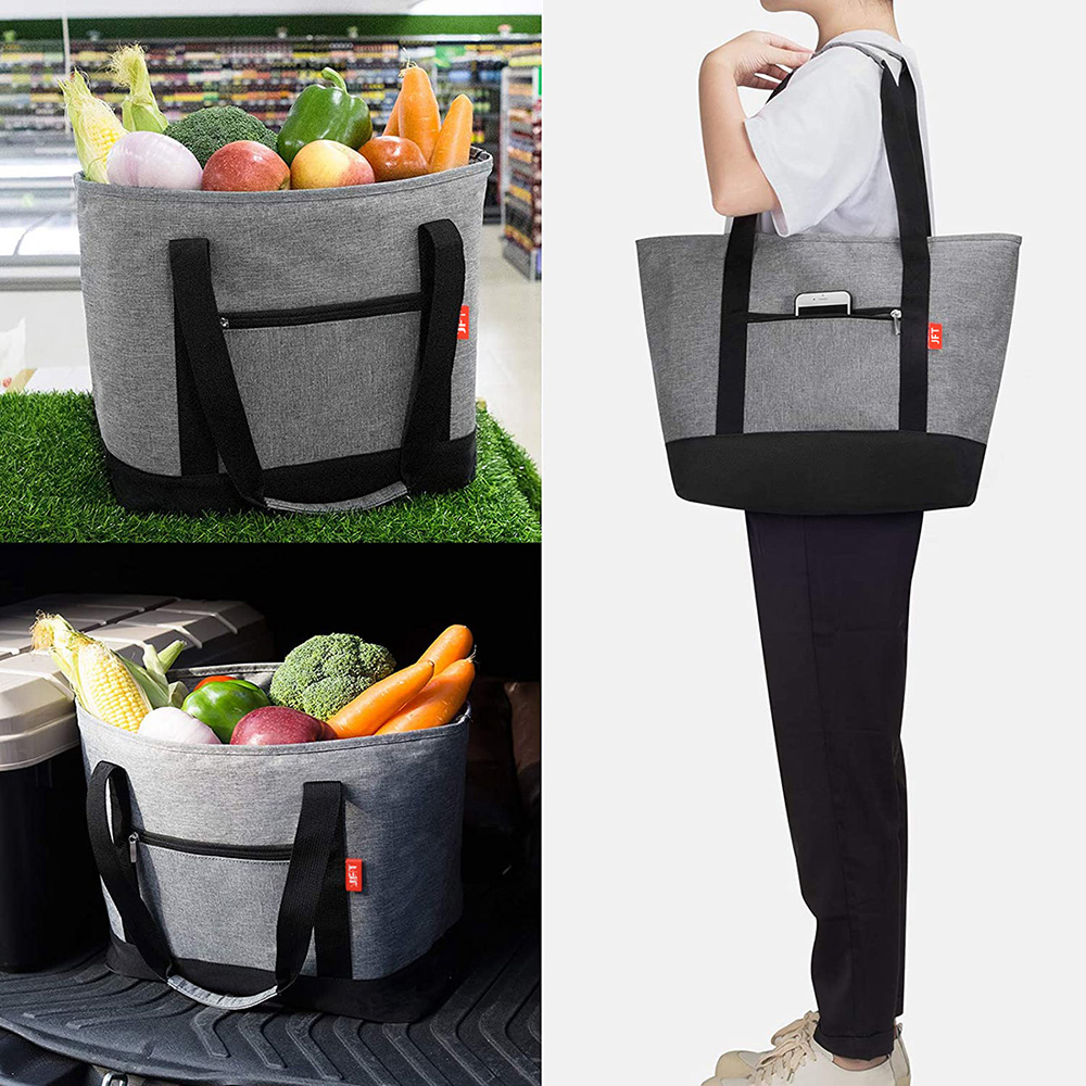 Cusotm grey big cooler bag with zipper,a collapsible cooler bags,easy to carry.24 can soft cooler to make cool.