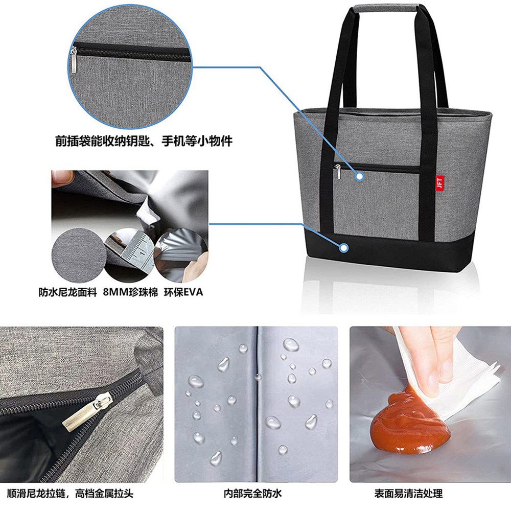 Cusotm grey big cooler bag with zipper,a collapsible cooler bags,easy to carry.24 can soft cooler to make cool.