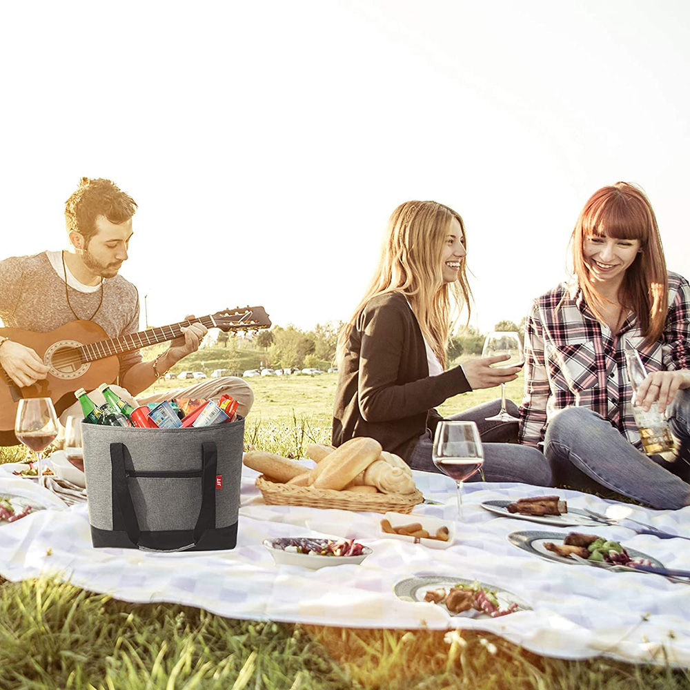 Cusotm grey big cooler bag with zipper,a collapsible cooler bags,easy to carry.24 can soft cooler to make cool.