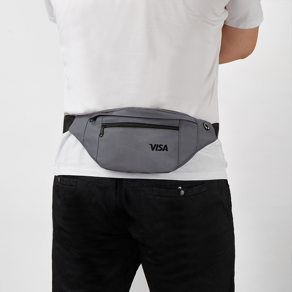 Grey waist satchel attracting attention,small vacuum storage bags easy to carry,leather waist bag for women.