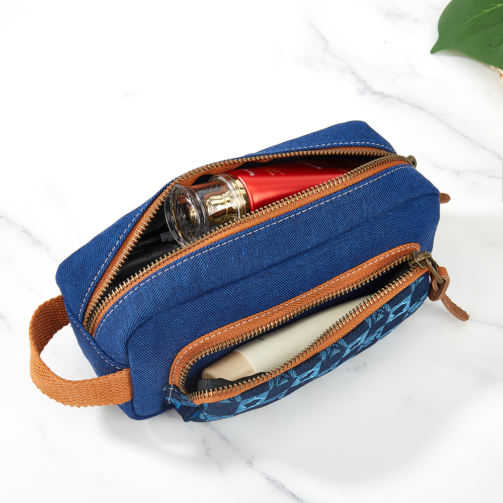 denim makeup beauty case and cosmetic carrier,outdoor large cosmetic bags