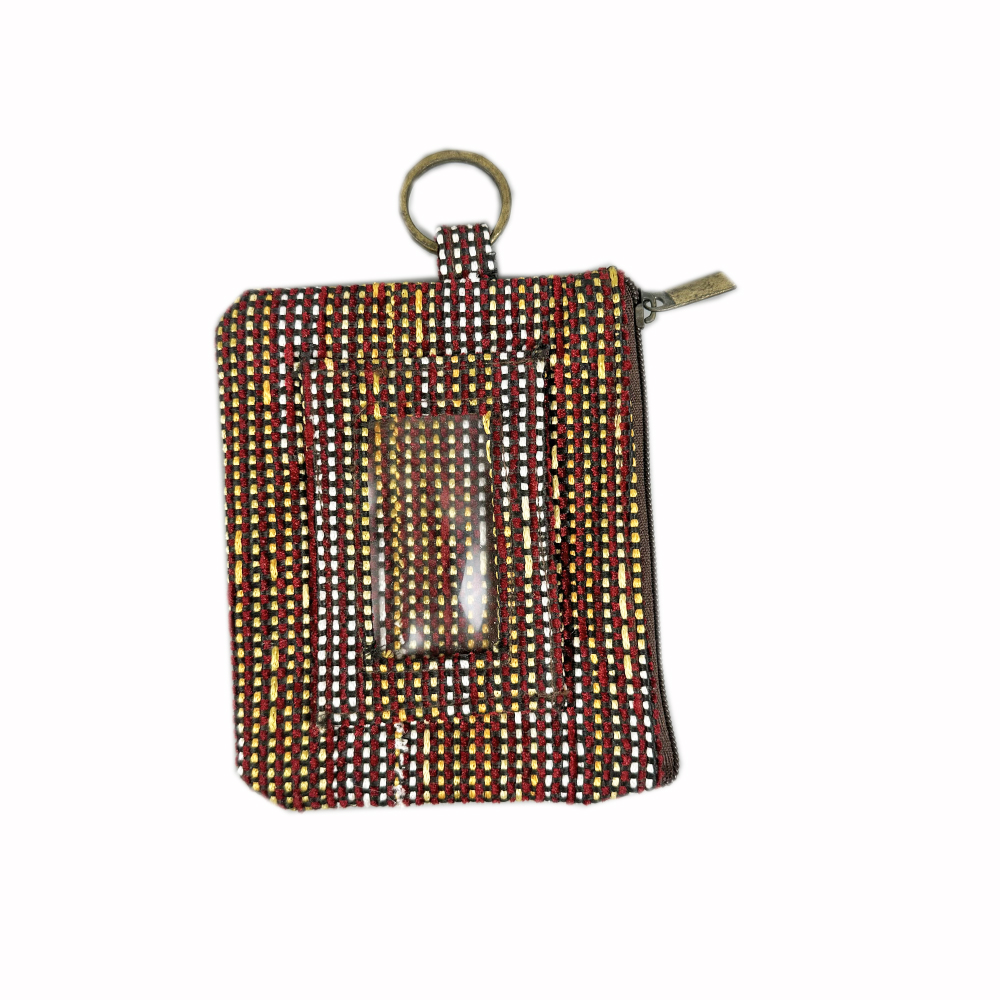 Brown double-layer id card wallet,personalized customization of fabrics and prints key card case,card walkets for women.