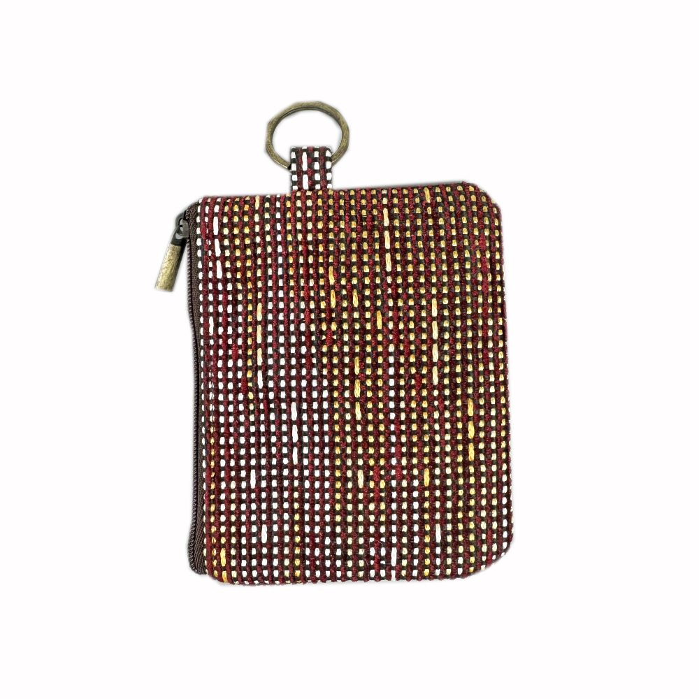 Brown double-layer id card wallet,personalized customization of fabrics and prints key card case,card walkets for women.