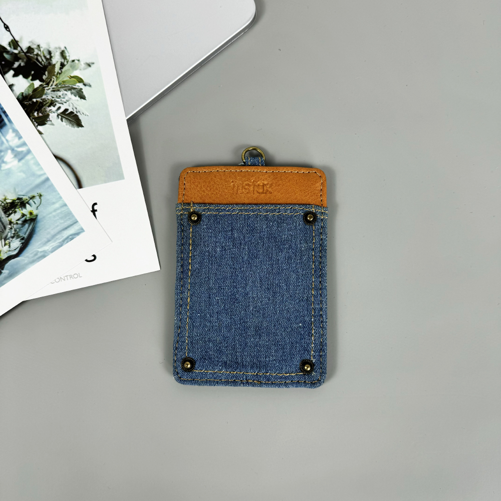 High quality custom badge printing and id holder case,denim fabric card holder high end for women and ladies.