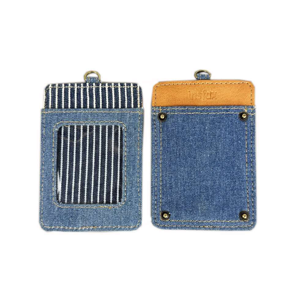 High quality custom badge printing and id holder case,denim fabric card holder high end for women and ladies.