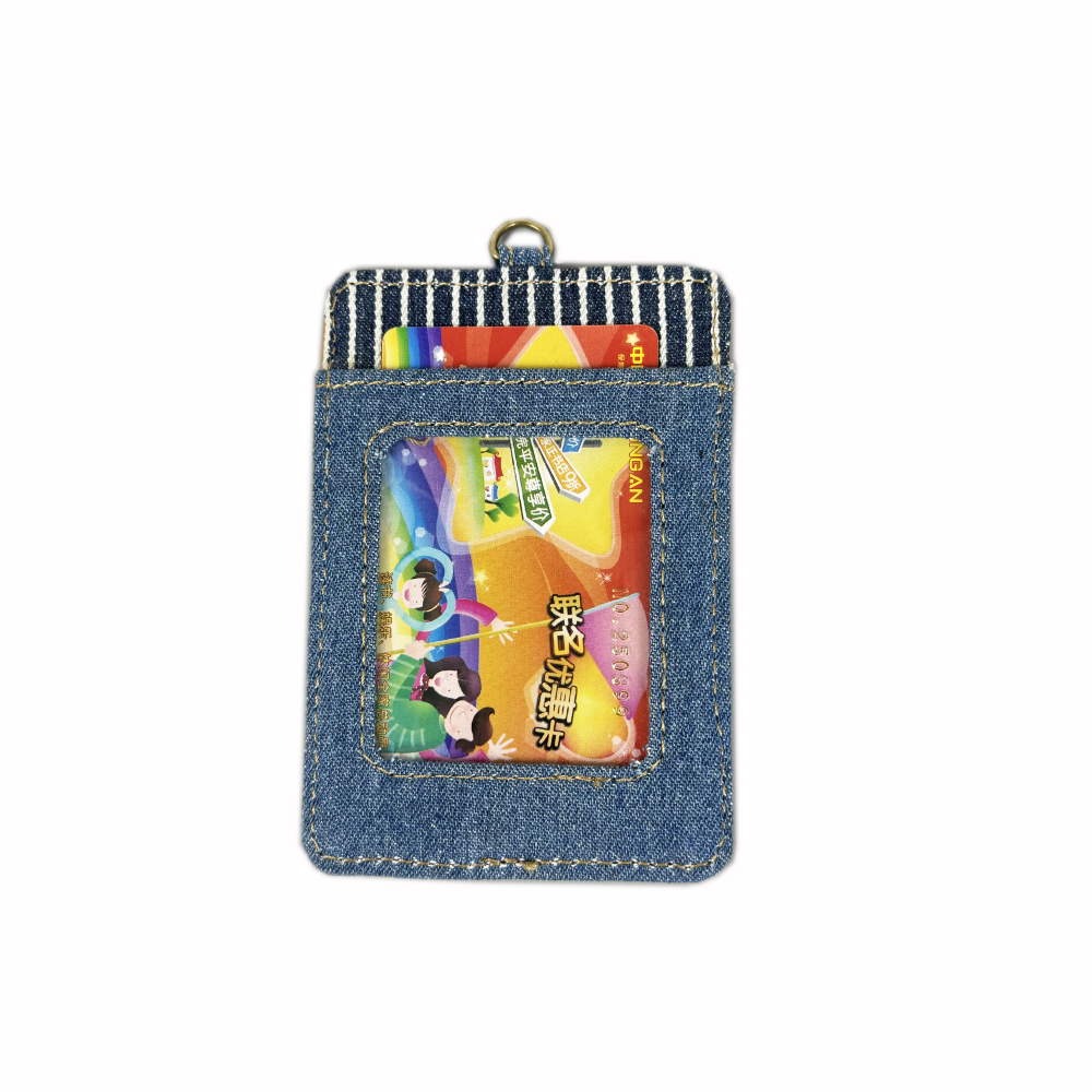 High quality custom badge printing and id holder case,denim fabric card holder high end for women and ladies.