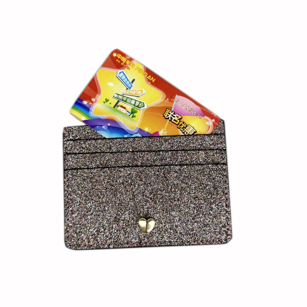 shiny lightweight wallet ladies，hardware accessories with a heart shaped design mini wallet card holde and card holder and purse.