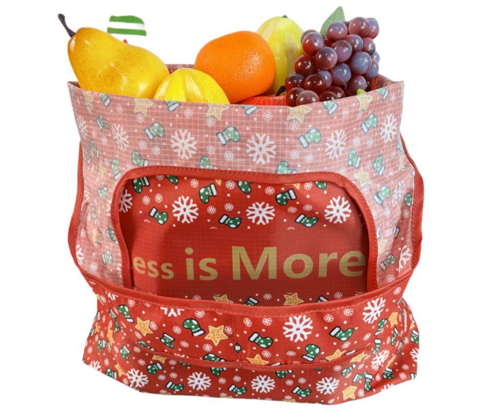 Christmas style folding shopping bags