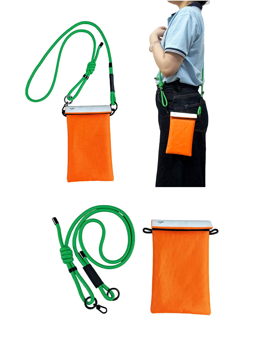 The phone crossbody bag is adjustable in length and detachable.