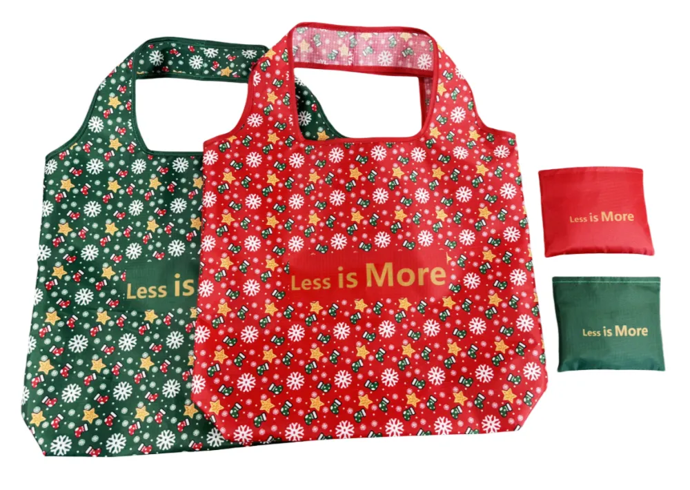 Christmas style folding shopping bags