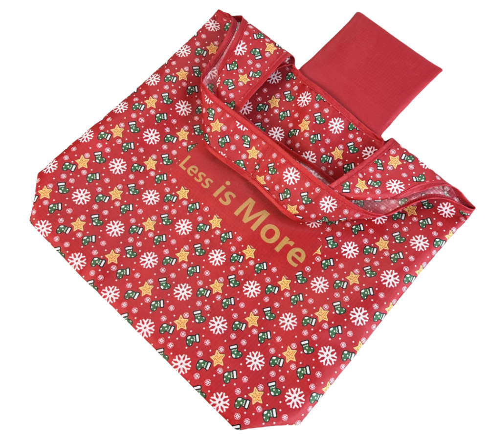 Christmas style folding shopping bags
