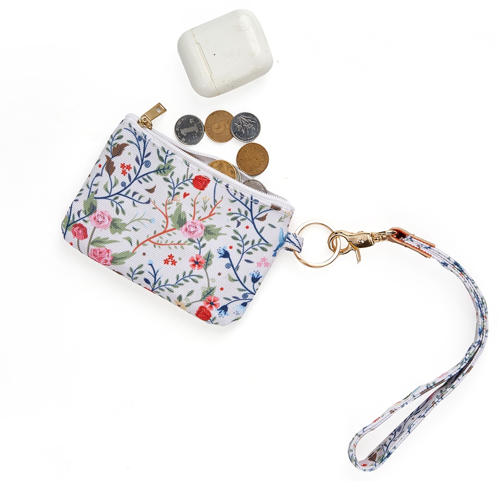 flat small zipper coin purse with lanyard