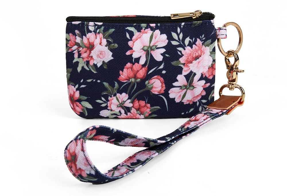 flat small zipper coin purse with lanyard