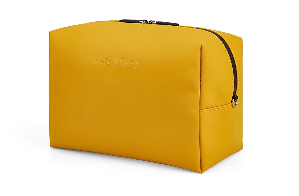 yellow faux leather large makeup bag