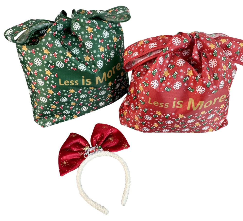 Christmas style folding shopping bags