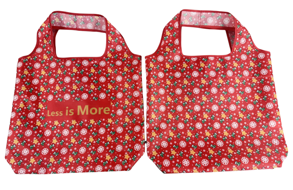 Christmas style folding shopping bags