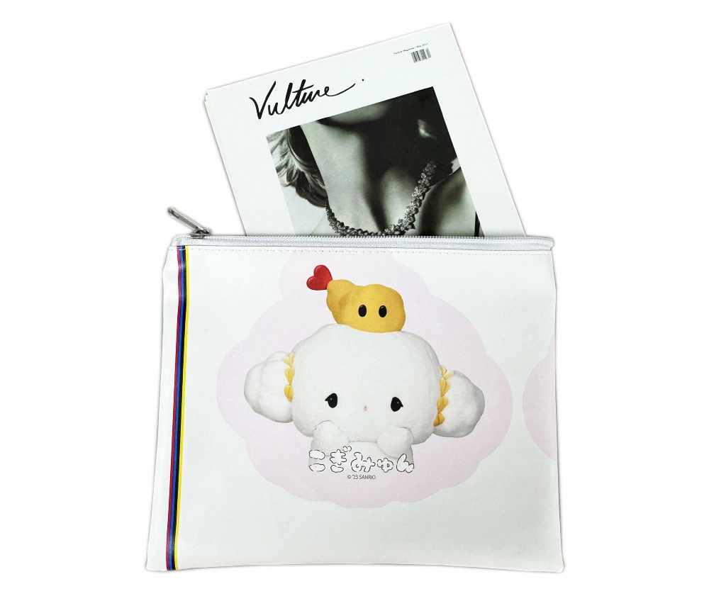 PU waterproof document bag for pencils with zip up pencil pouch