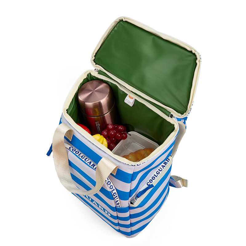 The inside of cooler beach bag.