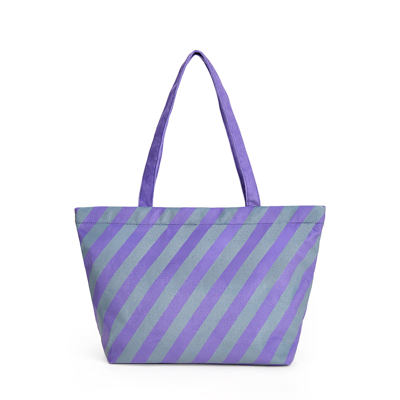 The back of the purple tote bag​.