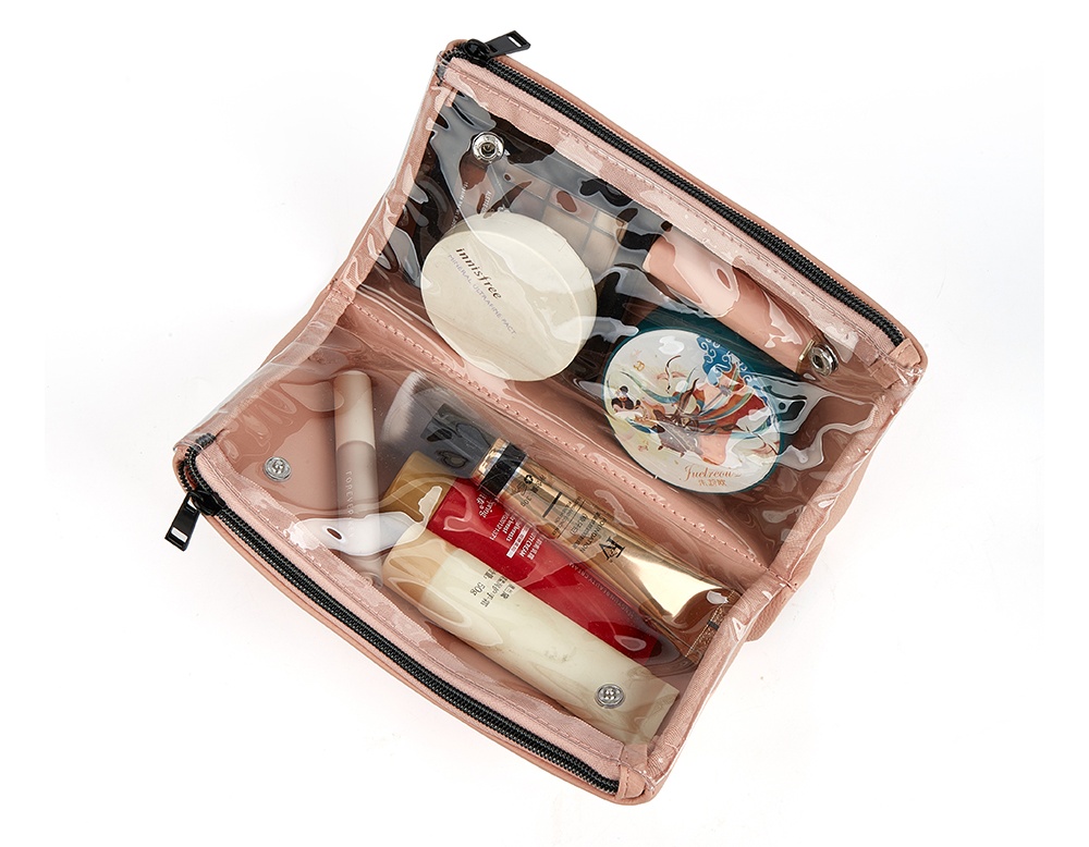 double zipper leather cosmetic cases