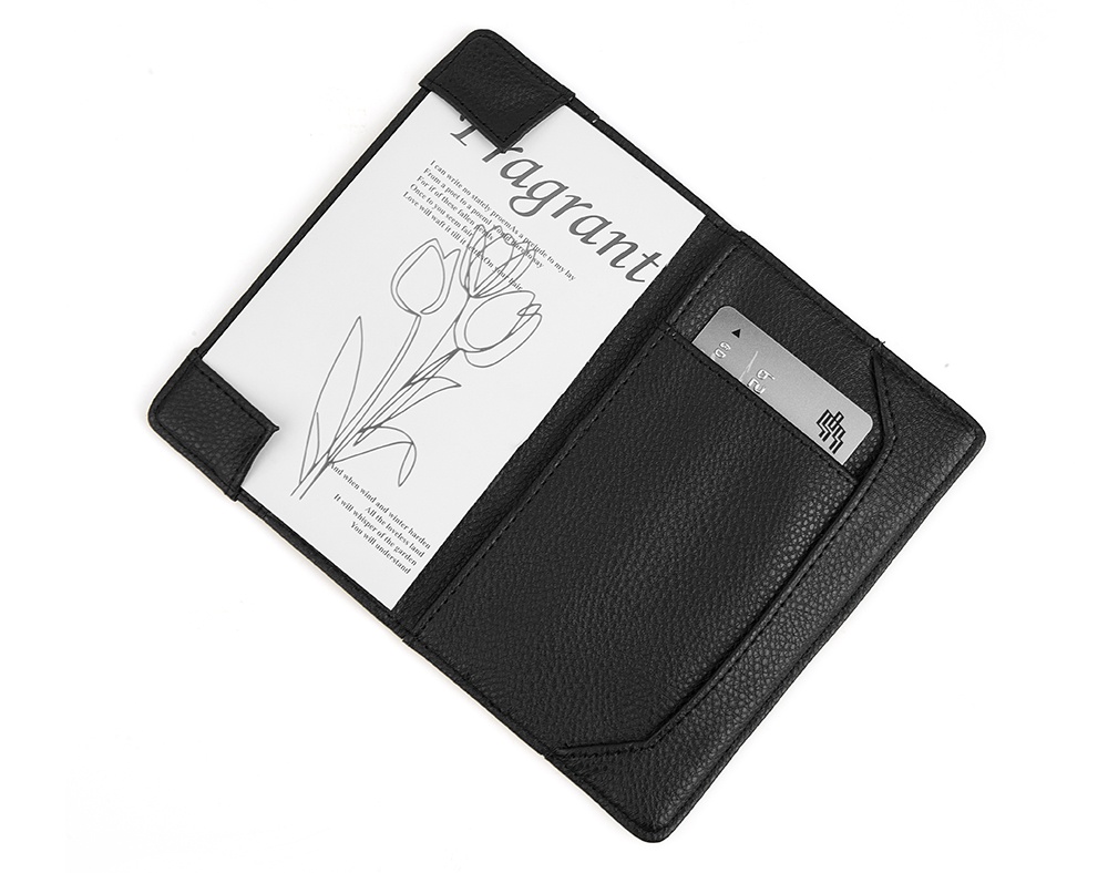 black PU leather passport carrier for travel