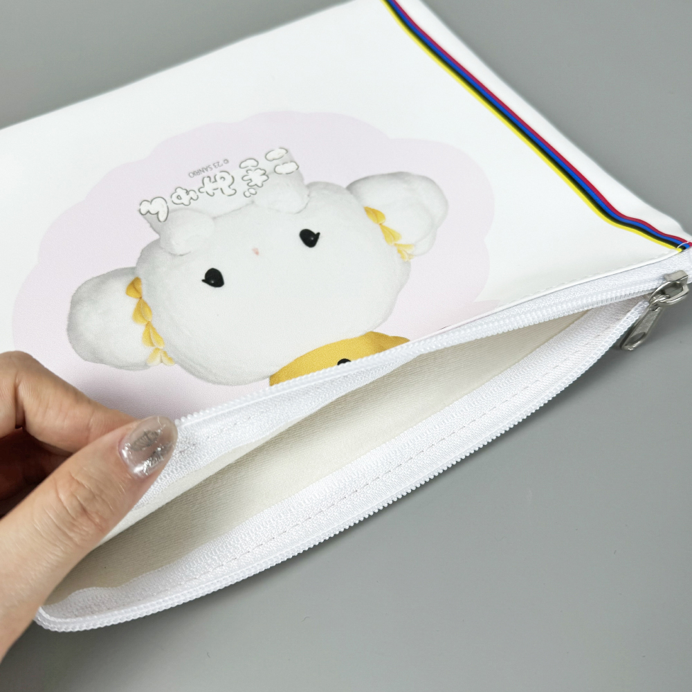 PU waterproof document bag for pencils with zip up pencil pouch