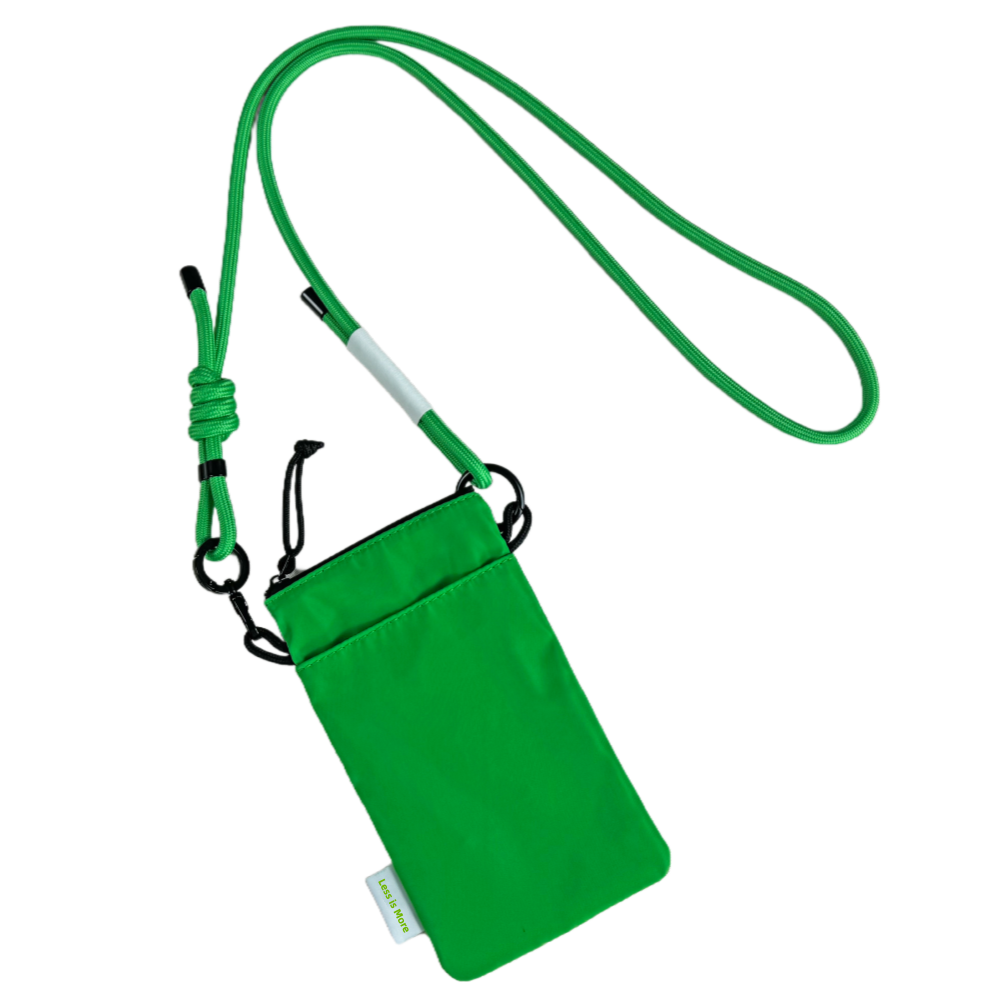 Customized dual pocket with straps phone pouch bag.