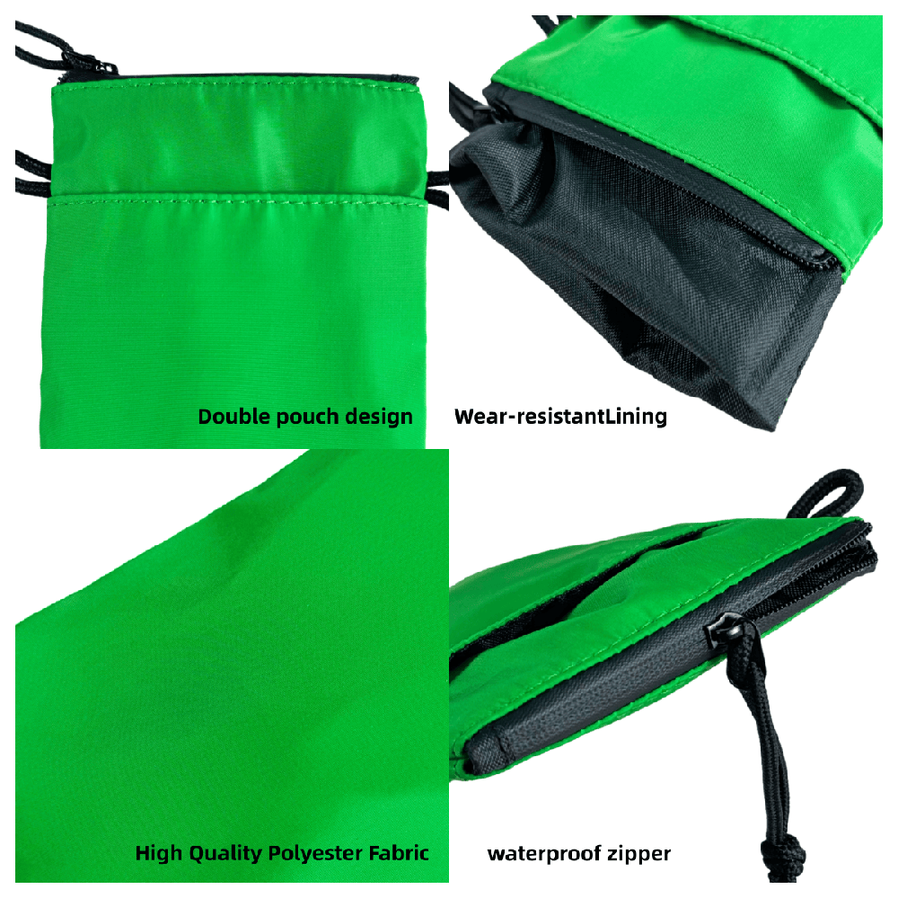 Multifunctional phone pouch bag, double pouch design,wear-resistant lining,high quality polyester fabric,waterproof zipper.