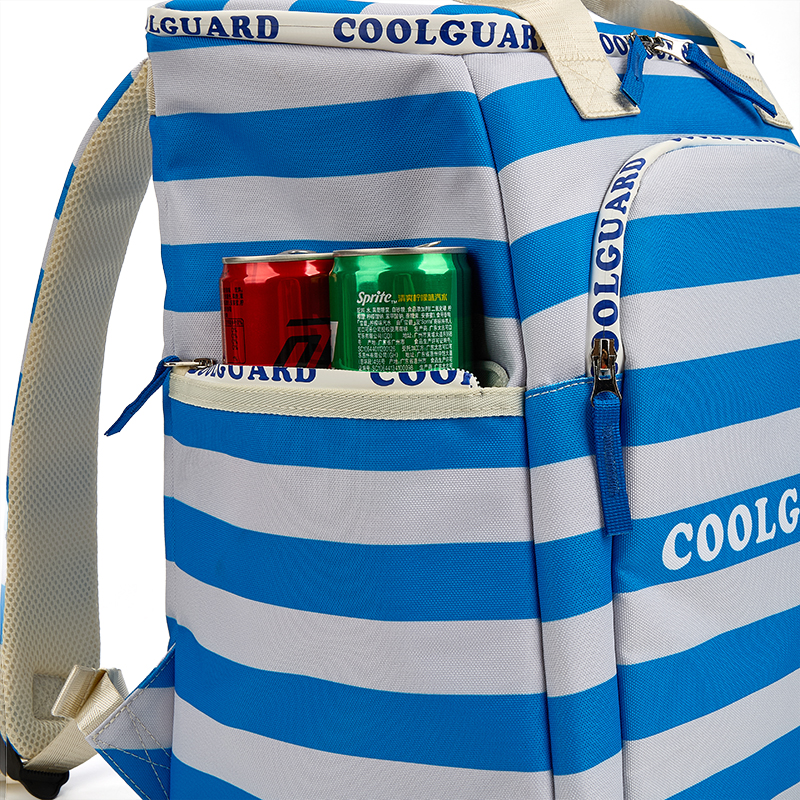 Side pouch of the cooler beach bag.