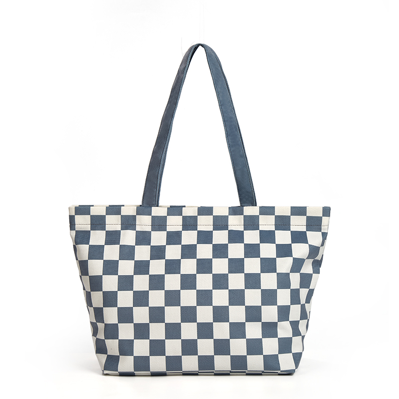 The back of a large capacity personalized tote bags.