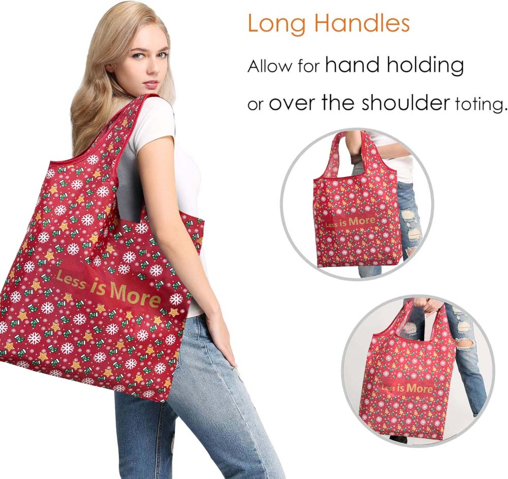 Christmas style folding shopping bags