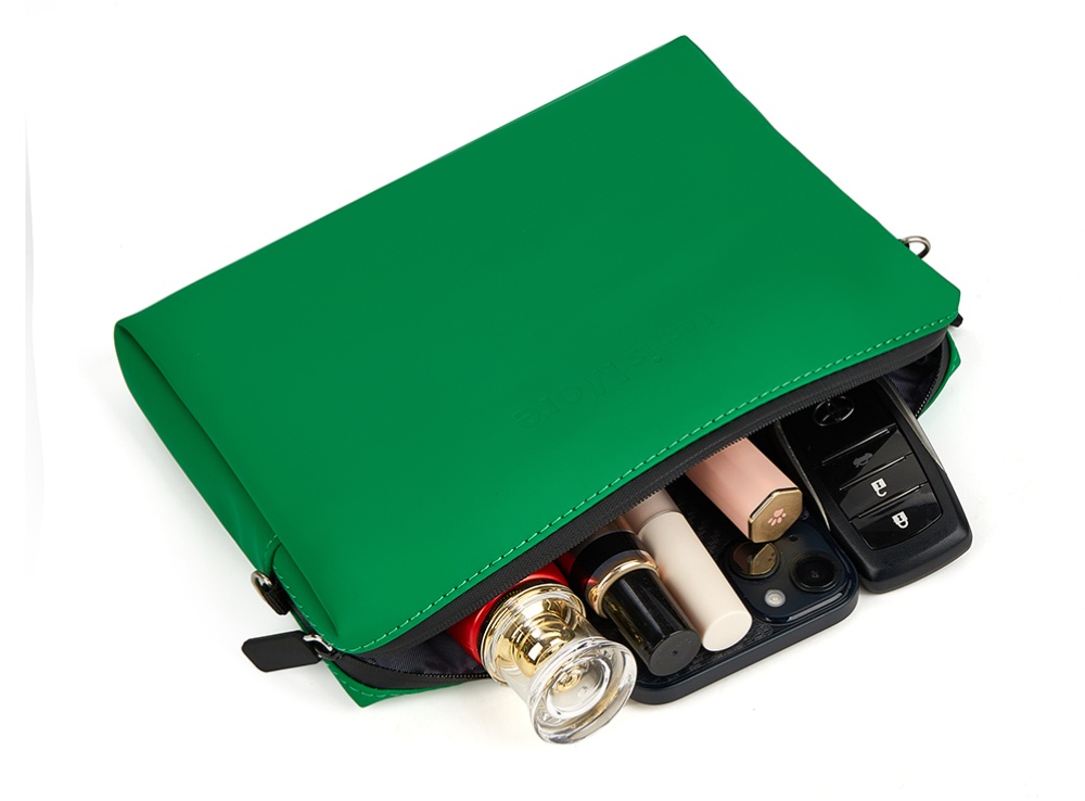 green crossbody zipper purse