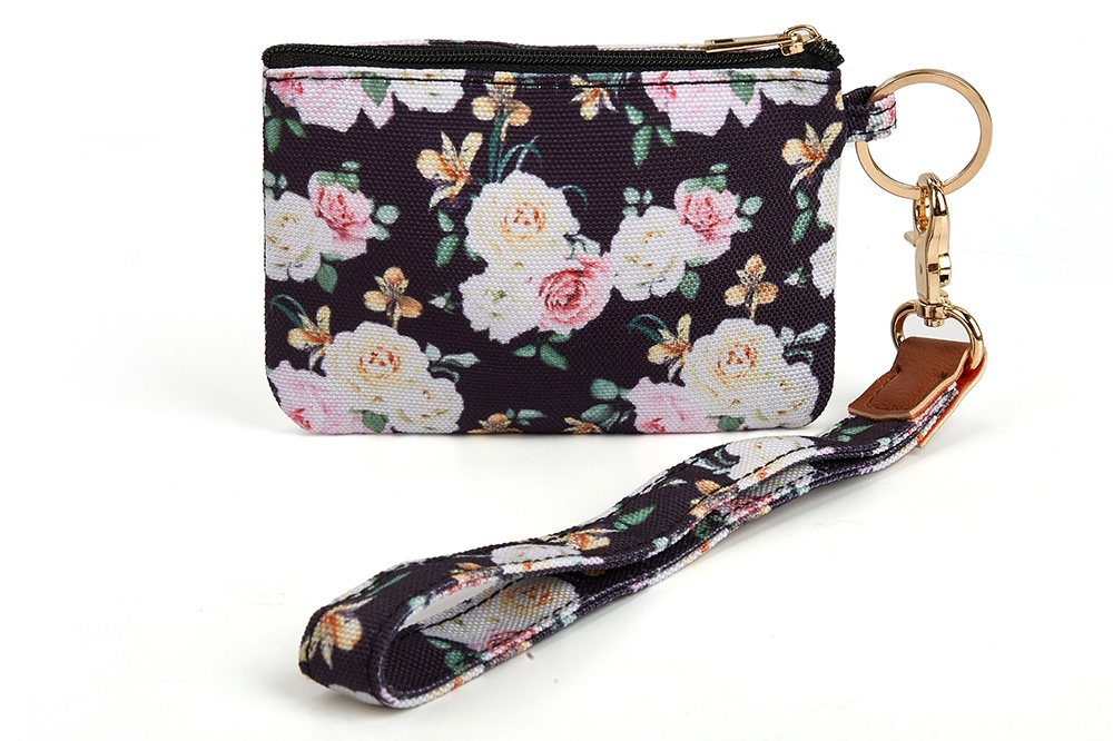 flat small zipper coin purse with lanyard