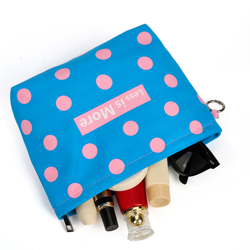 The makeup bag with makeup.