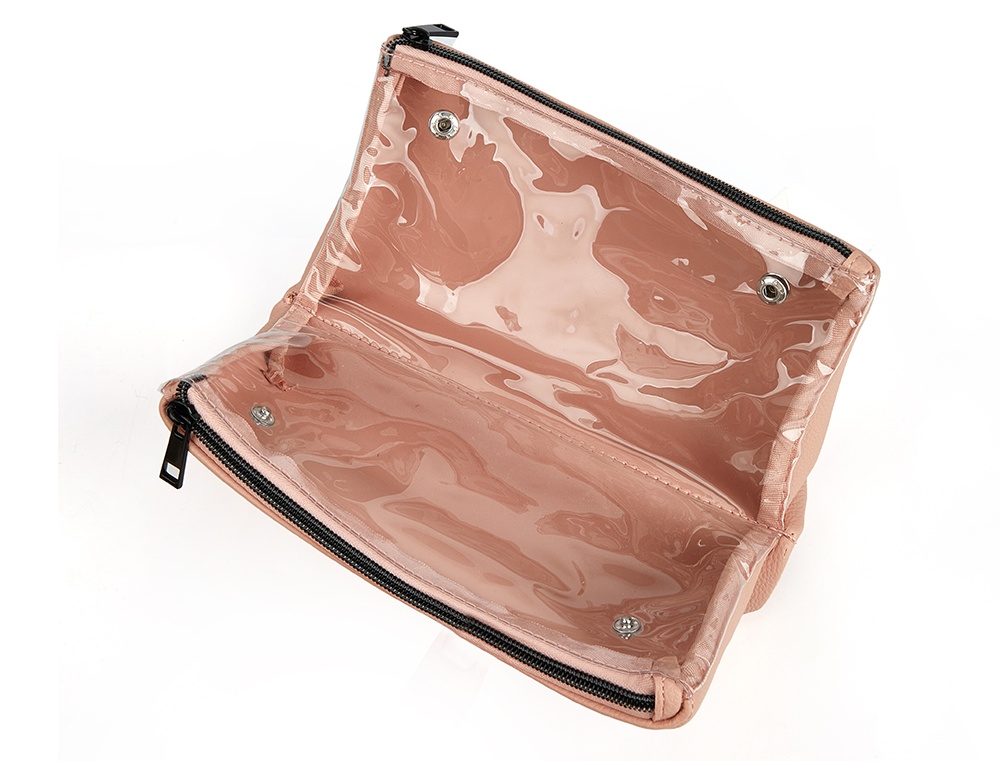 double zipper leather cosmetic cases