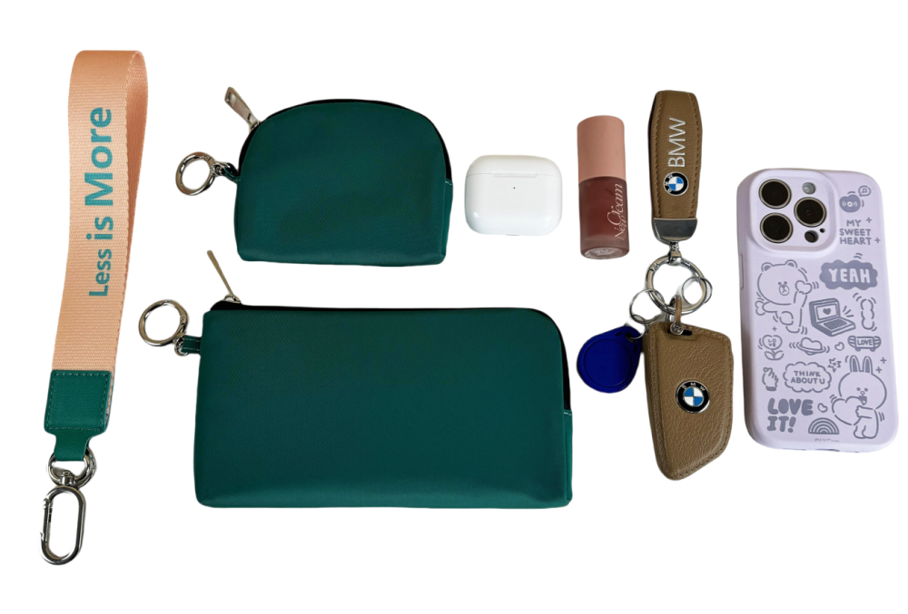 phone bag and coin bag keychain​ dual bag, with customized wristlet keychain​