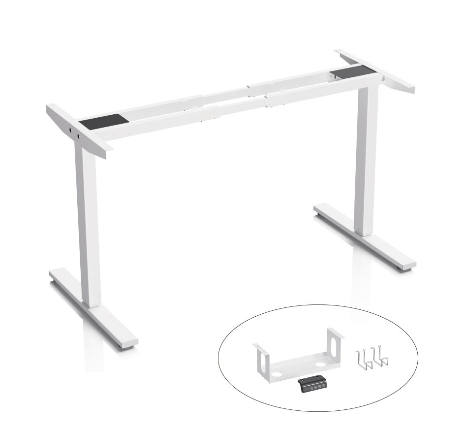 Adjustable desk frame with electric height lifting system