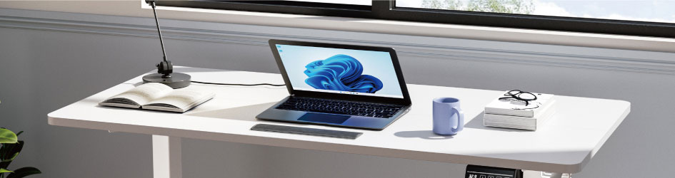 Electric height adjustable desk base for modern office desks