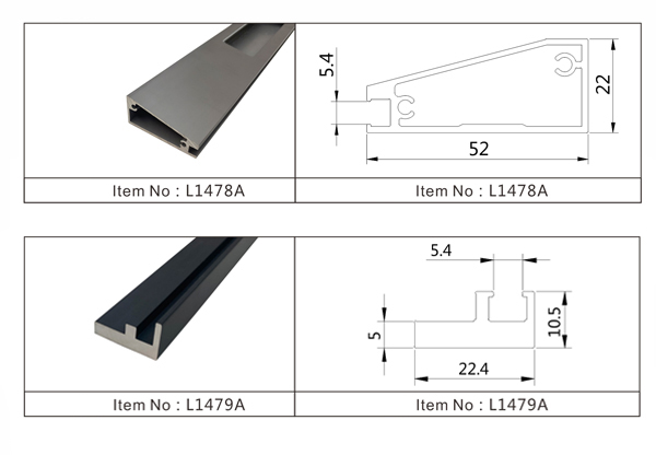 Sliding wardrobe door aluminum frame strip