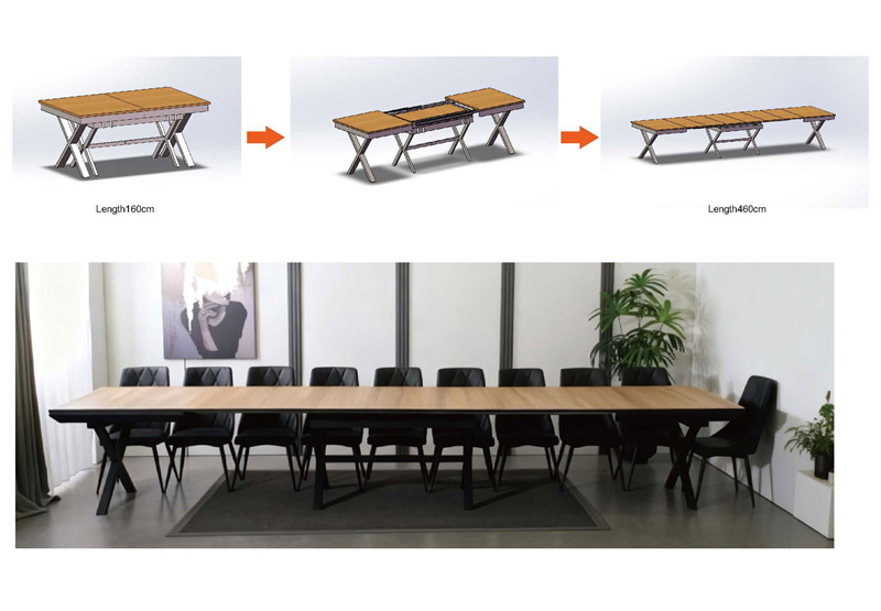 Metal extendable table system for OEM furniture manufacturers