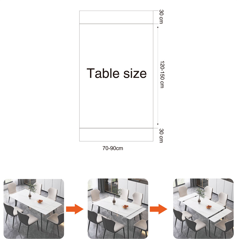 Extendable sliding table frame with synchronized metal rails