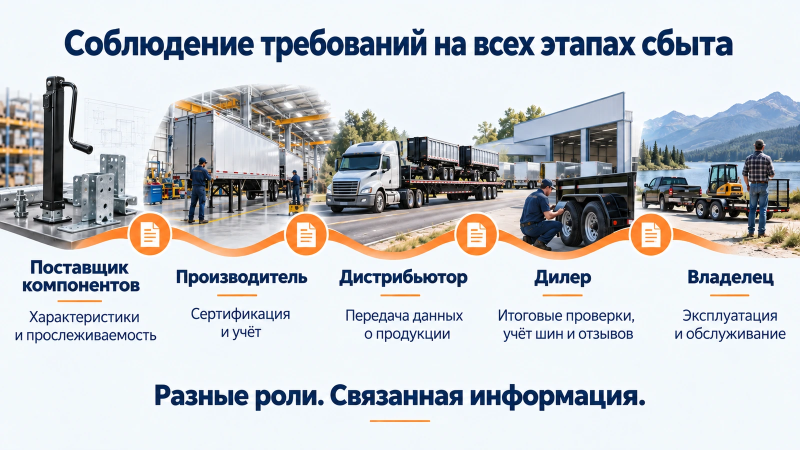 Цепочка ролей по соблюдению требований к прицепу от поставщика до владельца