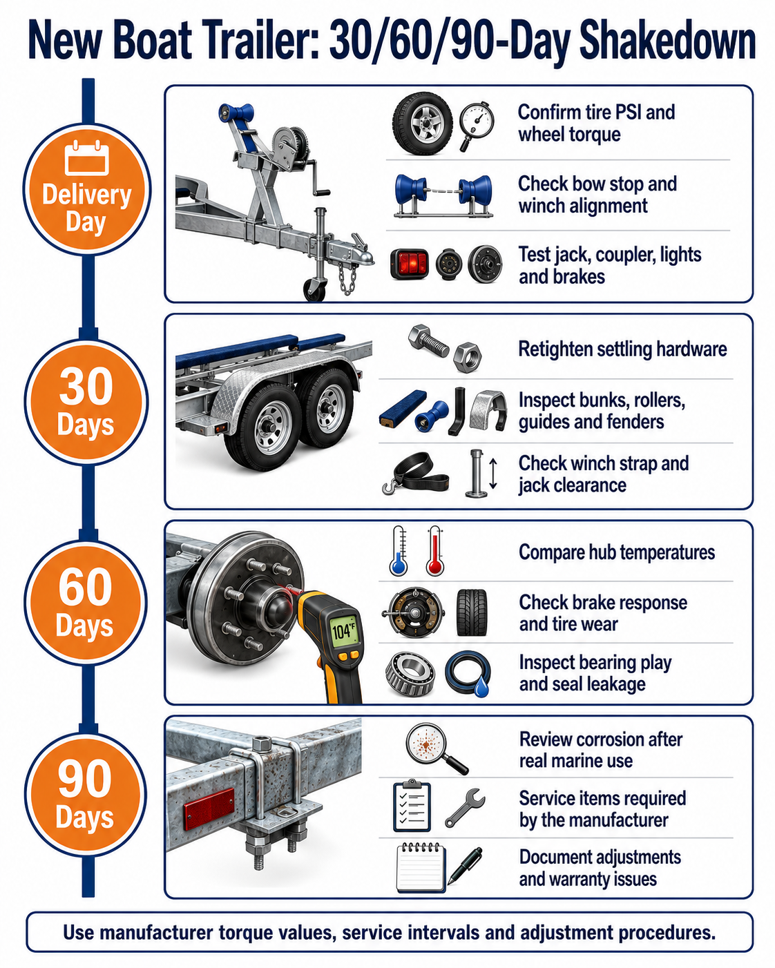 new boat trailer 30 60 90 day first-season inspection roadmap