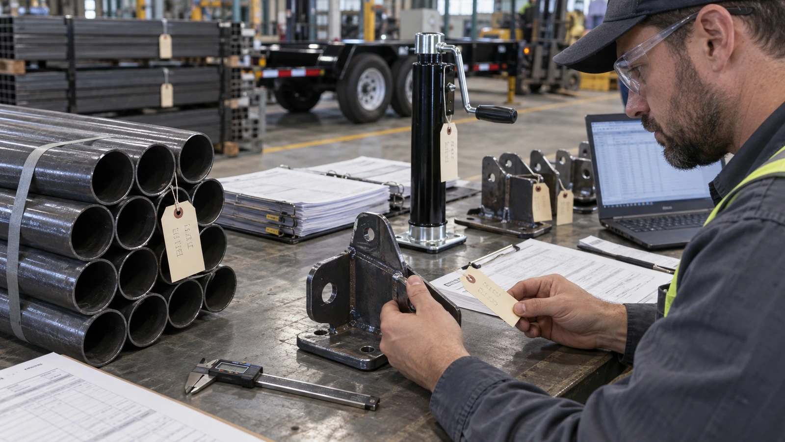 Steel mill certificate and batch records for trailer component traceability