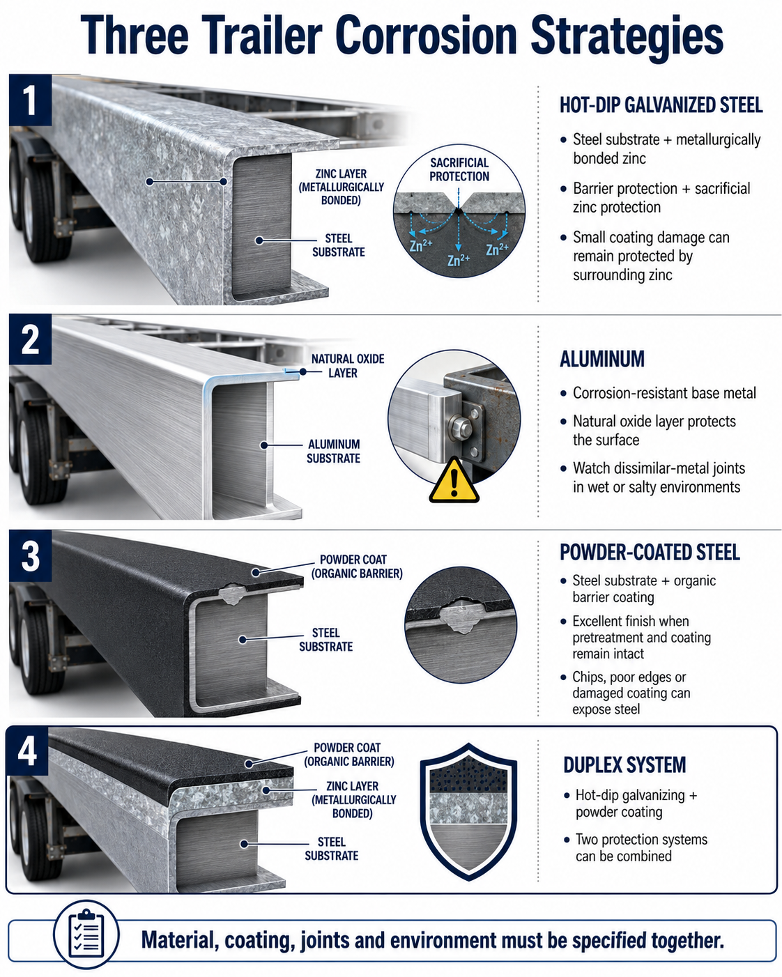 comparison of corrosion protection in galvanized aluminum and powder coated steel trailer frames