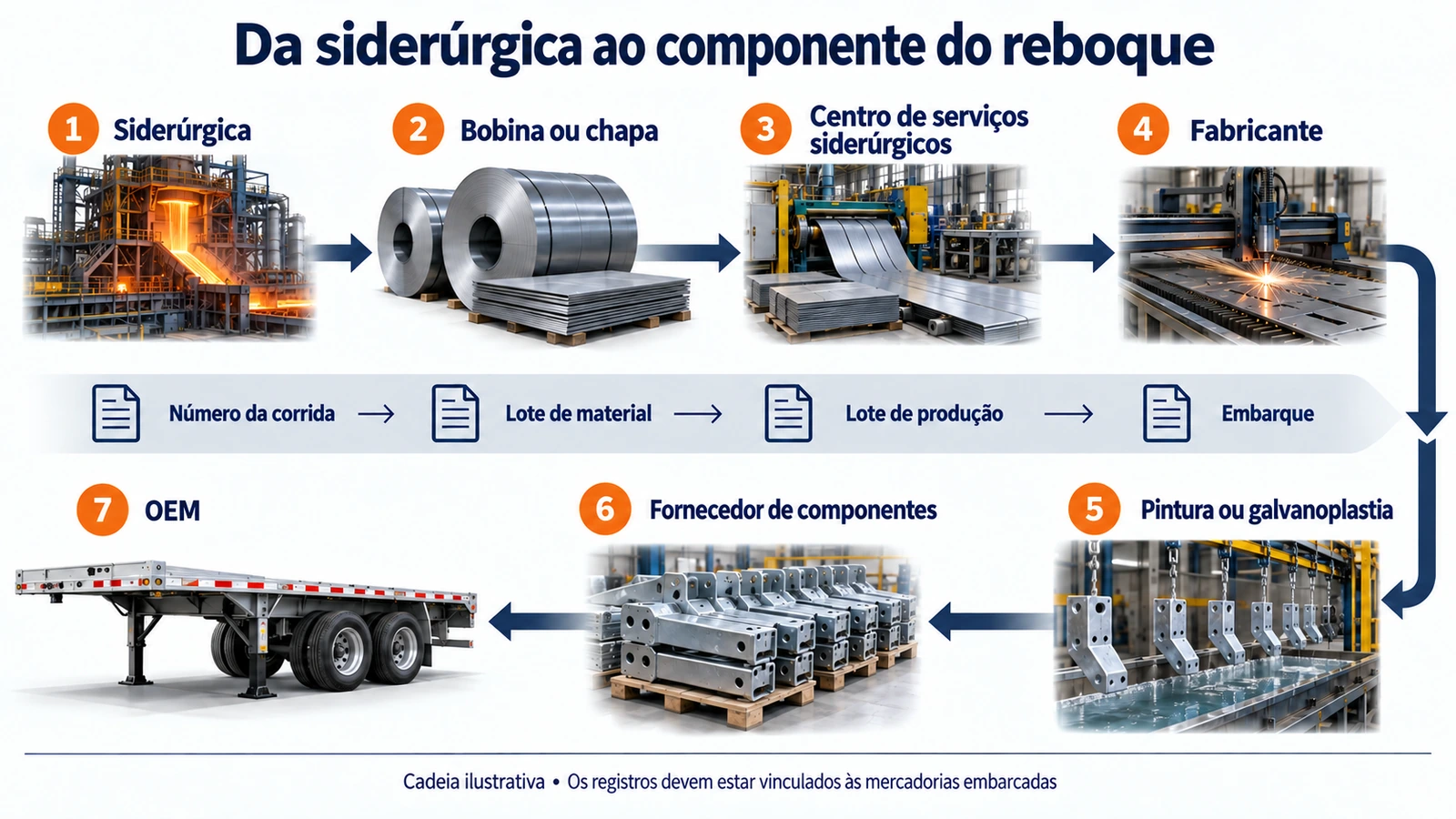 Rastreabilidade da cadeia do aço da usina até o componente acabado do reboque