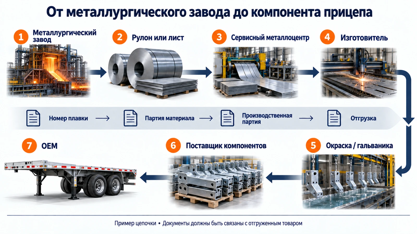 Прослеживаемость стали от металлургического завода до готового компонента прицепа